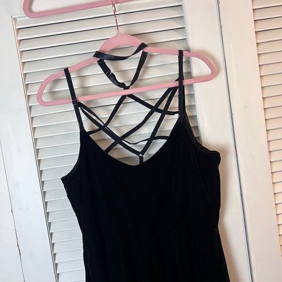 Killstar Magicka Black Velvet Skater Dress Size XXL Gothic Strappy Back Witchy - Picture 5 of 8